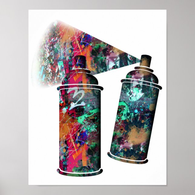 Poster Graffiti et pinceau Spray Cans (Devant)