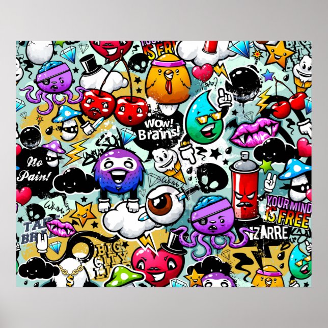 Poster Graffiti Fruits et Légumes (Devant)