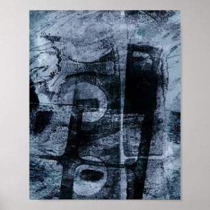 Poster Graffiti peint Grunge   Dark Navy et Denim Blue