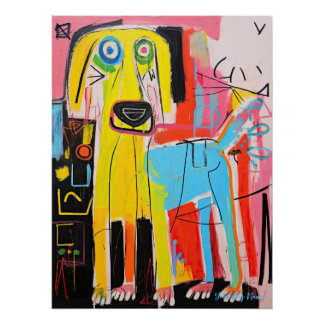 Poster Graffiti pour chien de rétrification d'or 01 - Leo