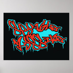 Poster GRAFFITI rouge/bleu spangleLOGO MASSIF imprimé/aff