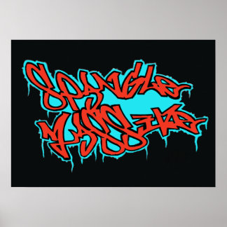 Poster GRAFFITI rouge/bleu spangleLOGO MASSIF imprimé/aff