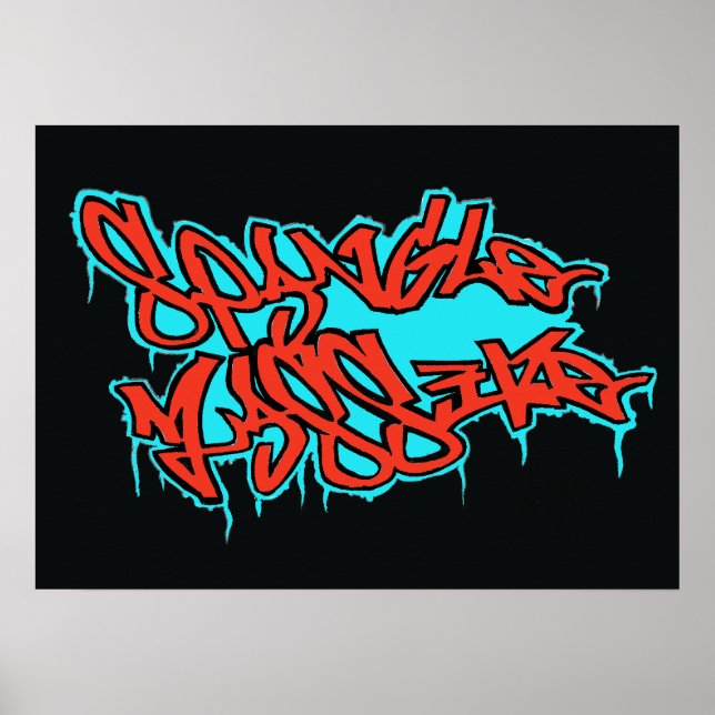 Poster GRAFFITI rouge/bleu spangleLOGO MASSIF imprimé/aff (Devant)