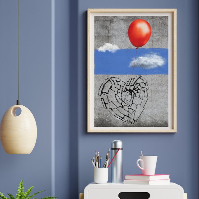 Poster Graffiti Street Art Light-Heart ballon rouge (Créateur téléchargé)