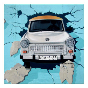 Poster graffiti sur le mur de berlin