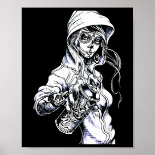 Poster Graffiti Tag Skeleton Ghetto Girl