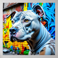 Graffiti urbain blanc Pitbull City Street Art