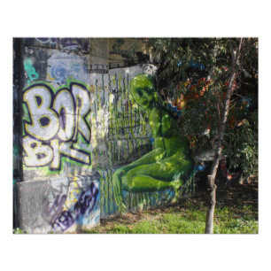 Poster Graffiti vert de l'espace extra-atmosphérique