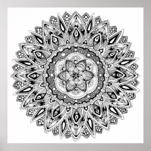 Poster Graine sacrée de la géométrie de mandala de fleur