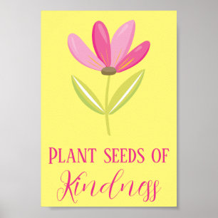 Poster Graines florales jaune et rose