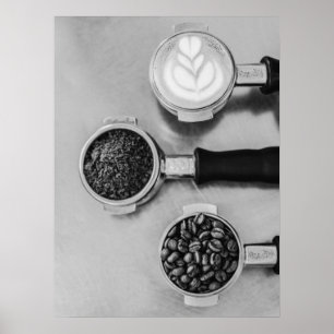 Poster Grains à café et Latte Art