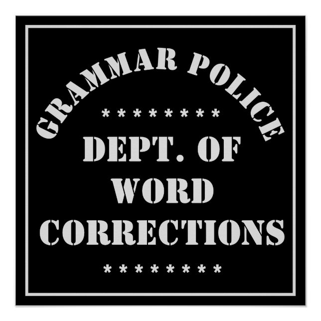 Poster Grammar Humour de police Texte blanc (Devant)