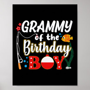 Poster Grammy De L'Anniversaire Garçon Pêche Famille Corr