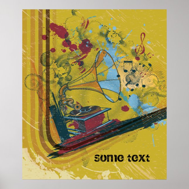 Poster Gramophone rétro (Devant)