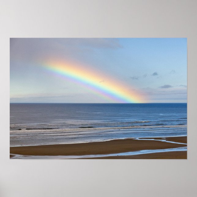 Poster Grand arc-en-ciel sur l'océan Pacifique à (Devant)