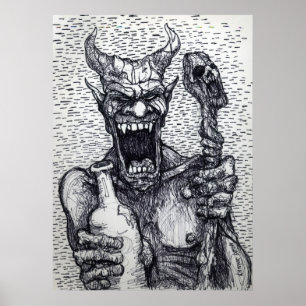 POSTER "GRAND BEELZEBUB DU MAUVAIS BOOZIN "