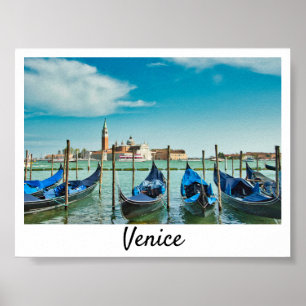 Poster Grand Canal de Venise avec des gondoles emblématiq