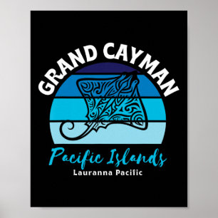 Poster Grand Cayman Pacific Islands Stingray Family Vacat