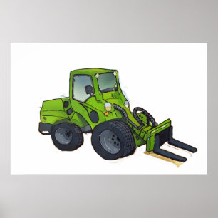 Poster Grand chariot élévateur télescopique vert