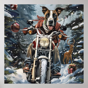 Poster Grand chien Danse équitation moto Noël
