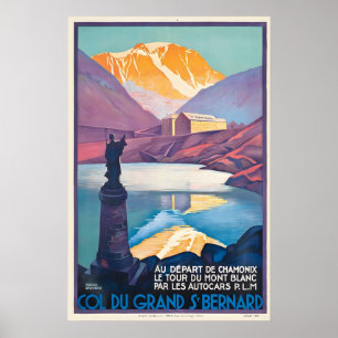 Poster Grand col Saint-Bernard Valais Suisse Aoste