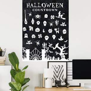 Poster Grand compte à rebours d'Halloween
