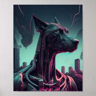 Poster Grand Danois Futuriste Le Compagnon Robotique