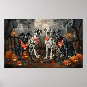 Poster Grand Danois Halloween Épouvantable