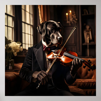 Poster Grand Danse Jouer Violon Portrait Vintage