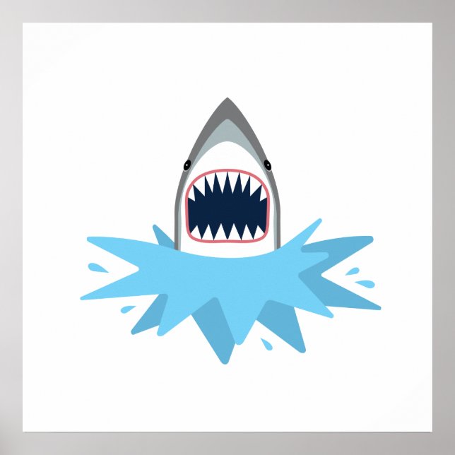 Poster Grand dessin de requin blanc (Devant)