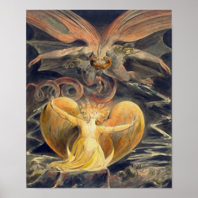 Poster Grand dragon rouge par William Blake (Devant)