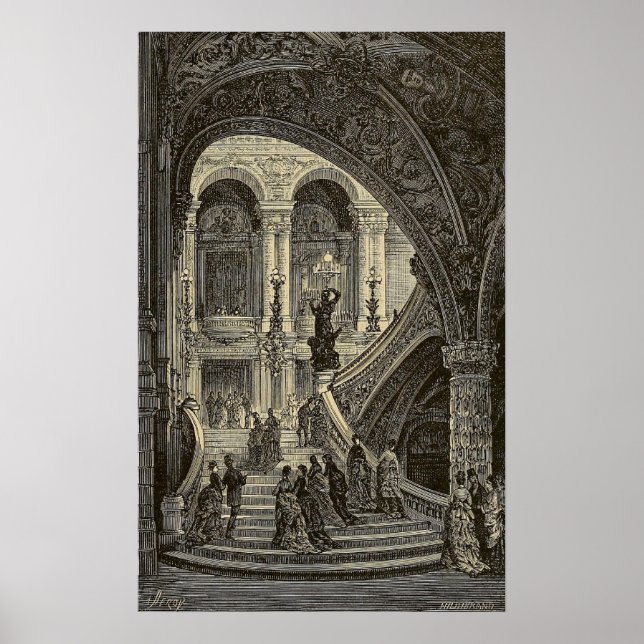 Poster Grand escalier coque Paris Opéra 1877 (Devant)