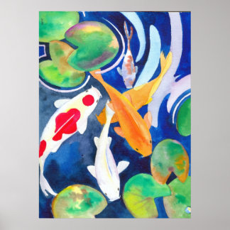 Poster grand étang de Koi
