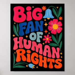 Poster Grand fan des droits de l'homme Boho floral