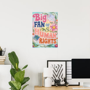 Poster Grand Fan des Droits de l'Homme Citation Florale R