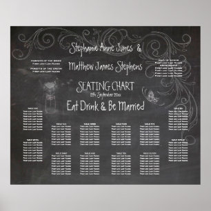 POSTER GRAND GRAPHIQUE DE CHALKBOARD MASON JAR SIÈGE
