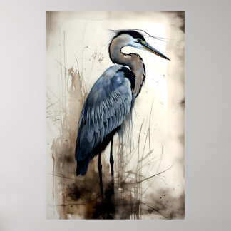 Poster Grand héron bleu