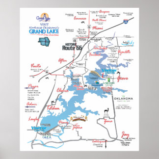 Poster Grand lac OK carte dimensionnelle 19
