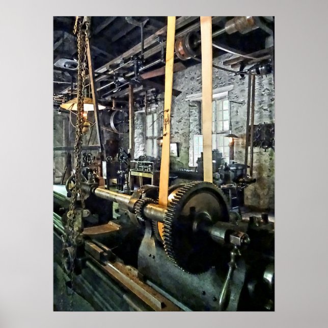 Poster Grand Lathe dans la boutique de machines (Devant)