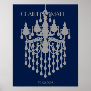 Poster Grand lustre Gatsby mariage signataire livre d'inv