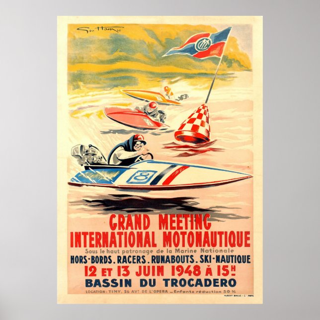 Poster Grand Meeting Motonautique Boat Racing Geo Ham (Devant)