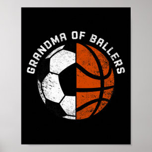 Poster Grand-Mère De Ballers Fun Soccer Basketball Grandm