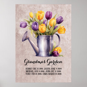 Poster Grand-mère de coeur Jardin petits-enfants