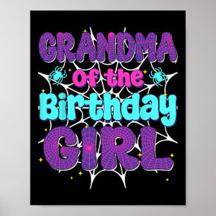 Poster Grand-Mère De L'Anniversaire Fille Araignée Web Fa