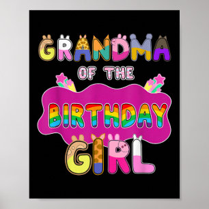 Poster Grand-Mère De L'Anniversaire Fille Famille Cochon 