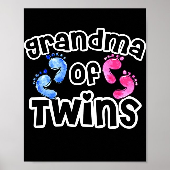 Poster Grand-mère des jumeaux Citation amusante disant Fê (Devant)