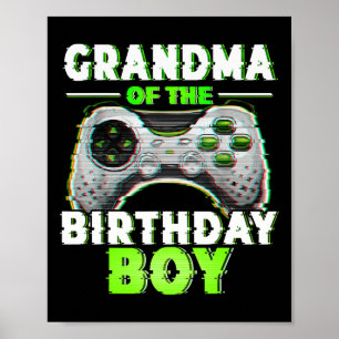 Poster Grand-Mère Du Joueur Vidéo Enfant Anniversaire Qui