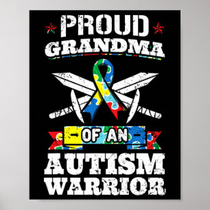 Poster Grand-Mère Fière D'Un Autisme Guerrier Autiste