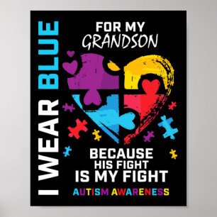 Poster Grand-mère Grand-père I Wear Blue For My Grandson 