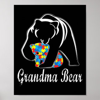 Poster Grand-mère sensibilisée à l'autisme ourson soutien